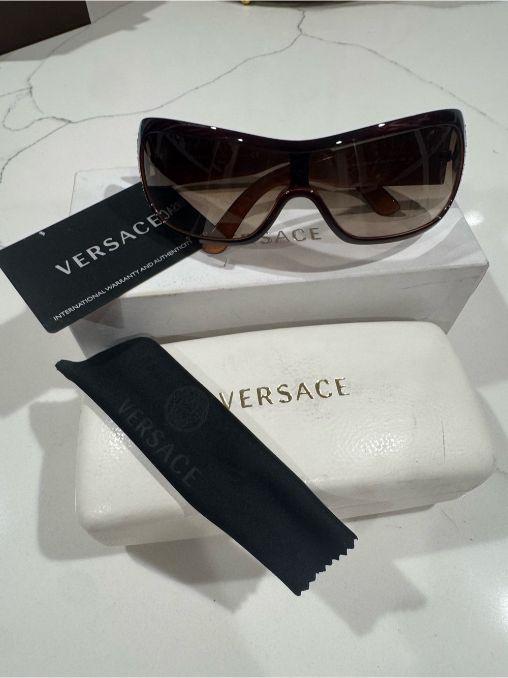 Versace Women’s Brown Gradient Shield Sunglasses